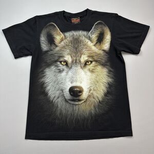 Rock Chang Shirt Mens Medium Black High Definition All Over Wolf Print